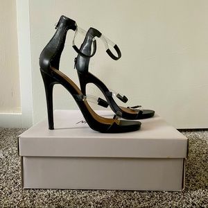 NASTY GAL Black & Clear Strappy Heels - Sz. 8